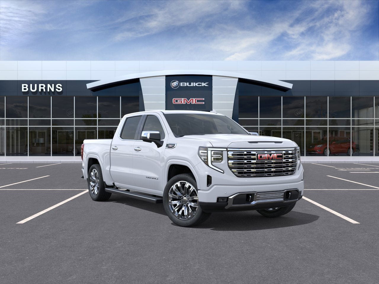 2026 GMC Sierra 1500 Denali in Glacier White Tricoat — front three-quarter view