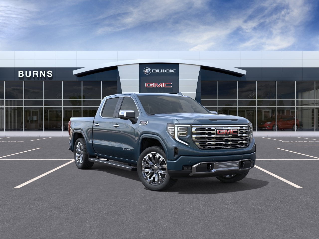2026 GMC Sierra 1500 Denali in Downpour Metallic — front three-quarter view