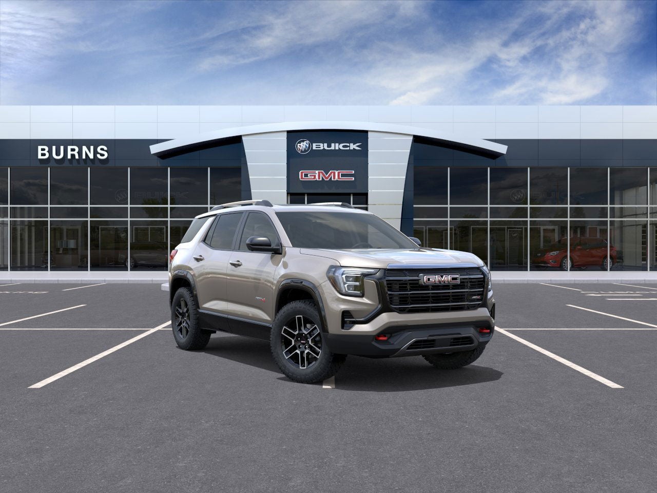 2026 GMC Terrain AT4 in Riverstone Metallic — front three-quarter view