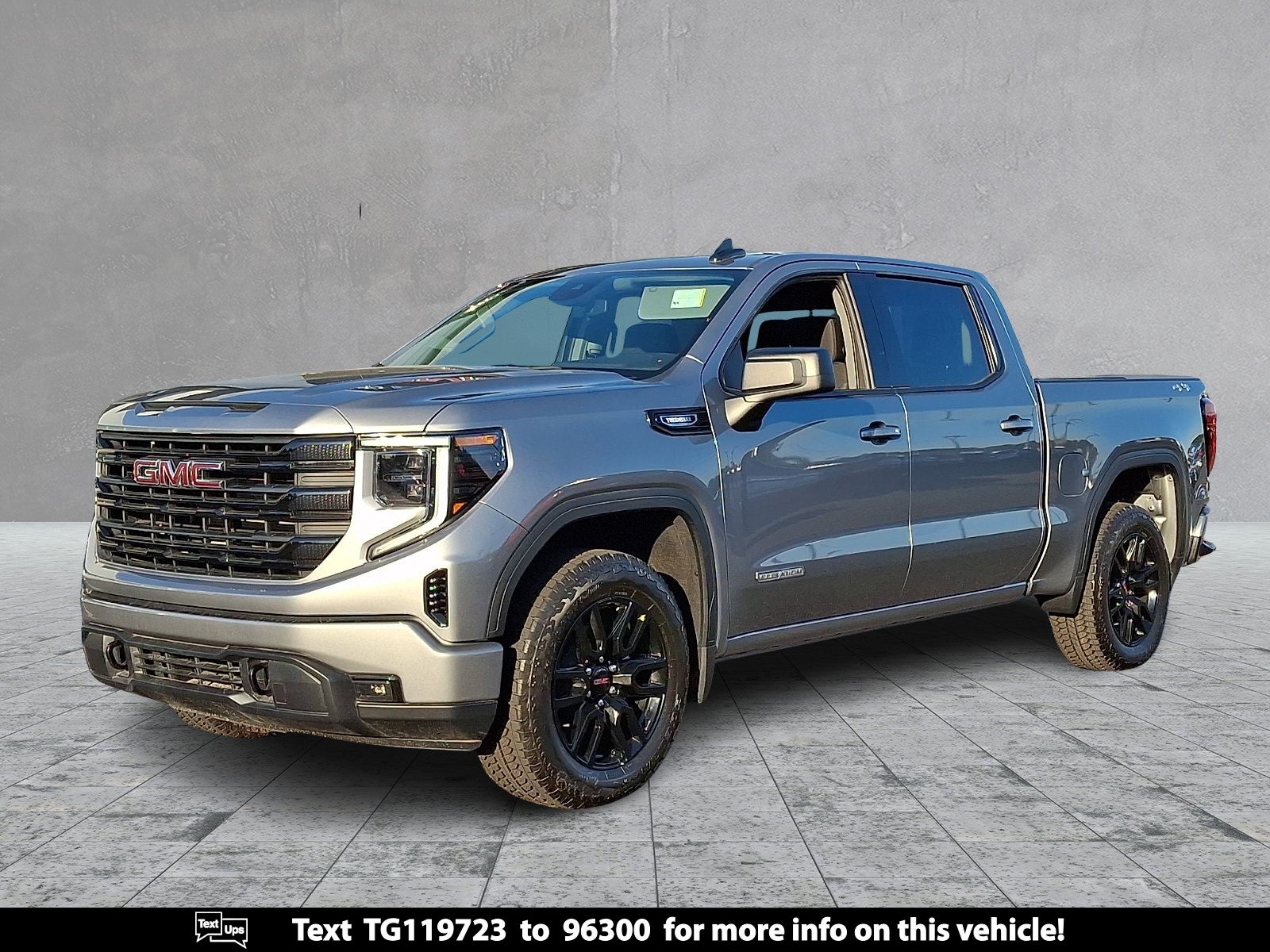 2026 GMC Sierra 1500 Elevation in Sterling Metallic — front three-quarter view