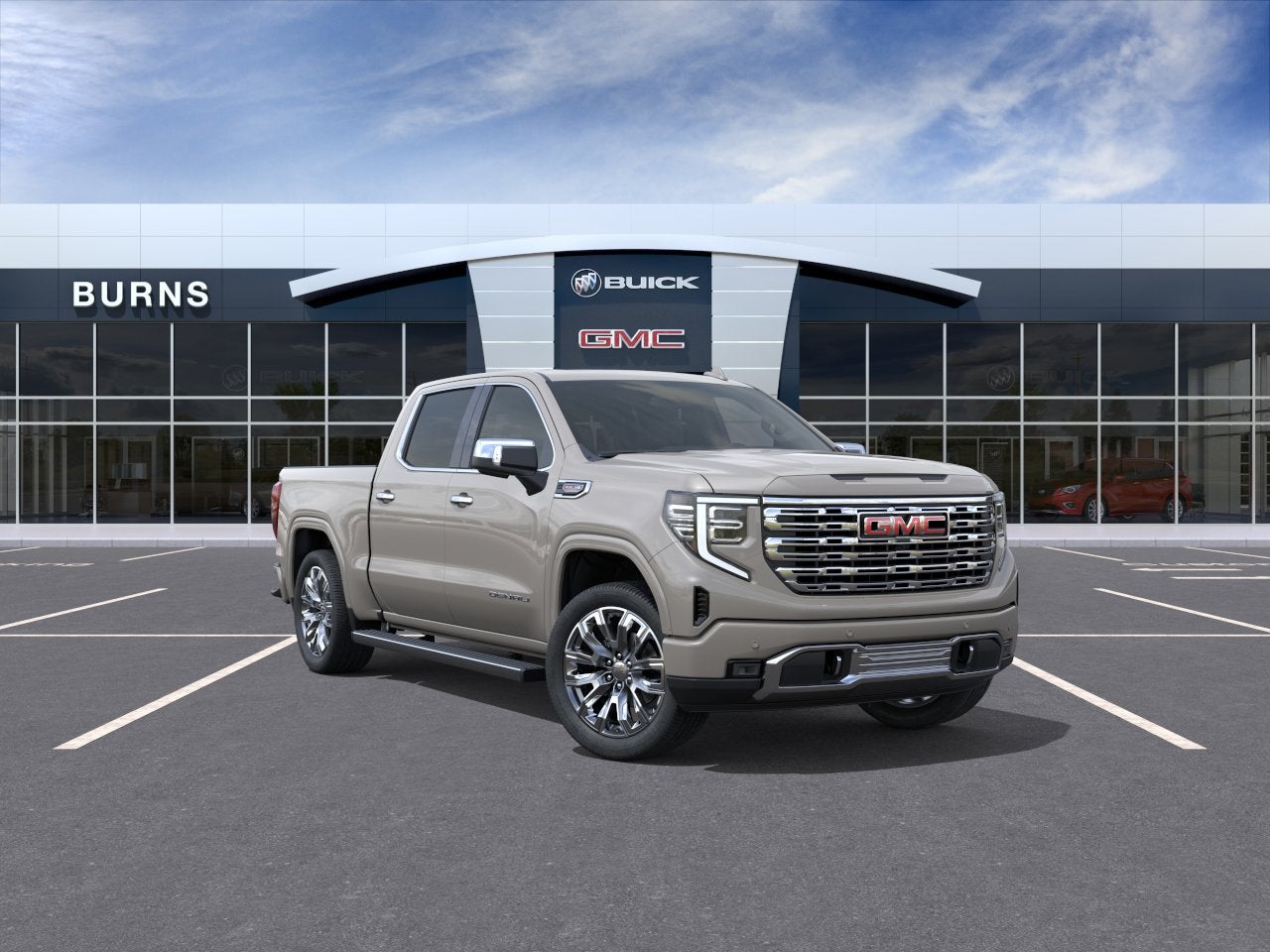 2026 GMC Sierra 1500 Denali in Coastal Dune — front three-quarter view