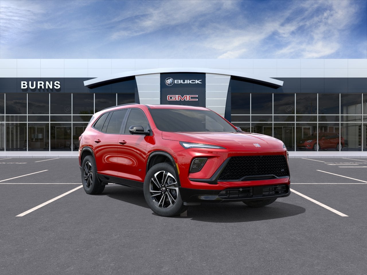 2026 Buick Enclave Sport Touring in Cherry Red Tintcoat — front three-quarter view